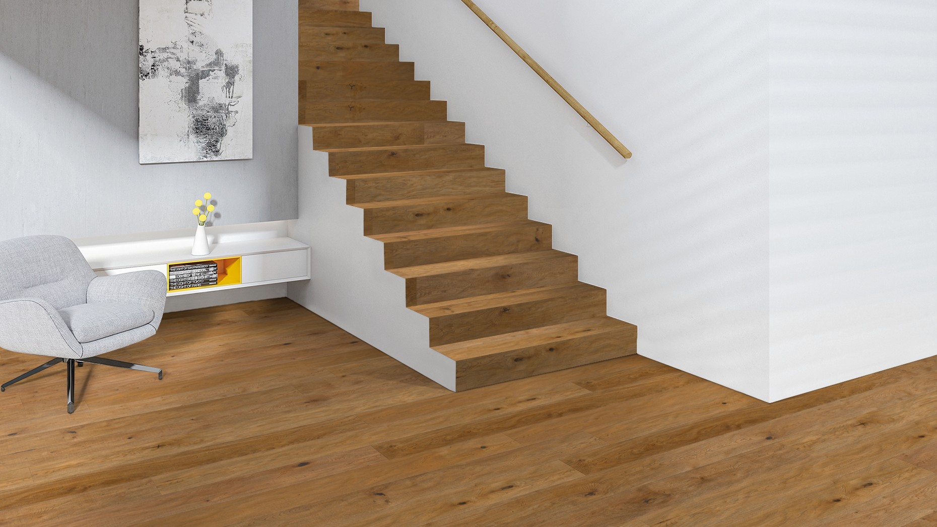 The made-to-measure parquet solution for your staircase. 